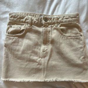 Zara nude denim mini skirt